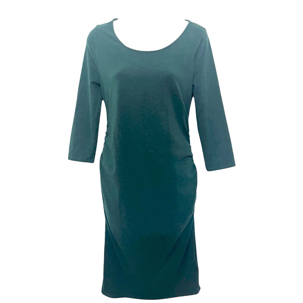 Isabel Maternity by Ingrid & Isabel Green Dress Size M Long Sleeve Ruched Side